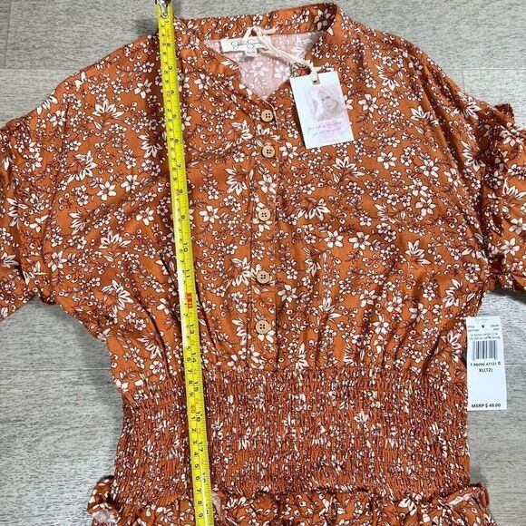 Jessica Simpson Floral Button Down Smock Waist Tunic Skirt Top, Girls XL (12) - Picture 9 of 12
